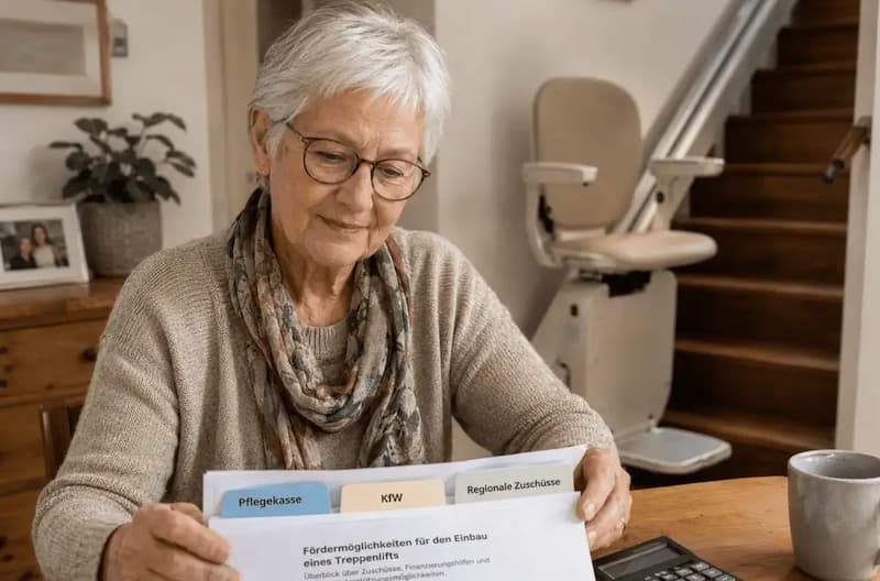 Symbolbild zur Treppenlift-Förderung 2026 mit Pflegekasse und Zuschüssen